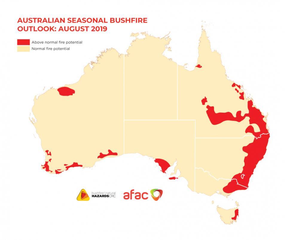 2019 Seasonal Bushfire Outlook report highlights Australia areas  with 'above normal fire potential'